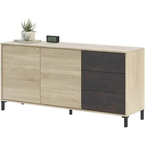 Credenza in Rovere Ossido con 2 Ante e 3 Cassetti