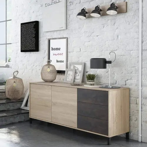 Credenza in Rovere Ossido con 2 Ante e 3 Cassetti