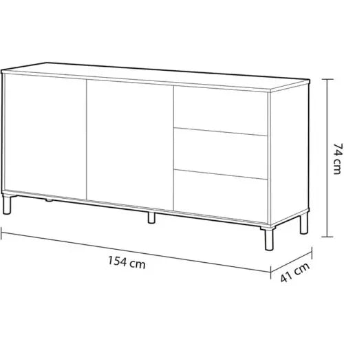 Credenza in Rovere Ossido con 2 Ante e 3 Cassetti