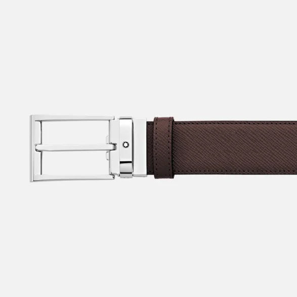 Montblanc cintura reversibile in pelle nera/marrone 35 mm 118436