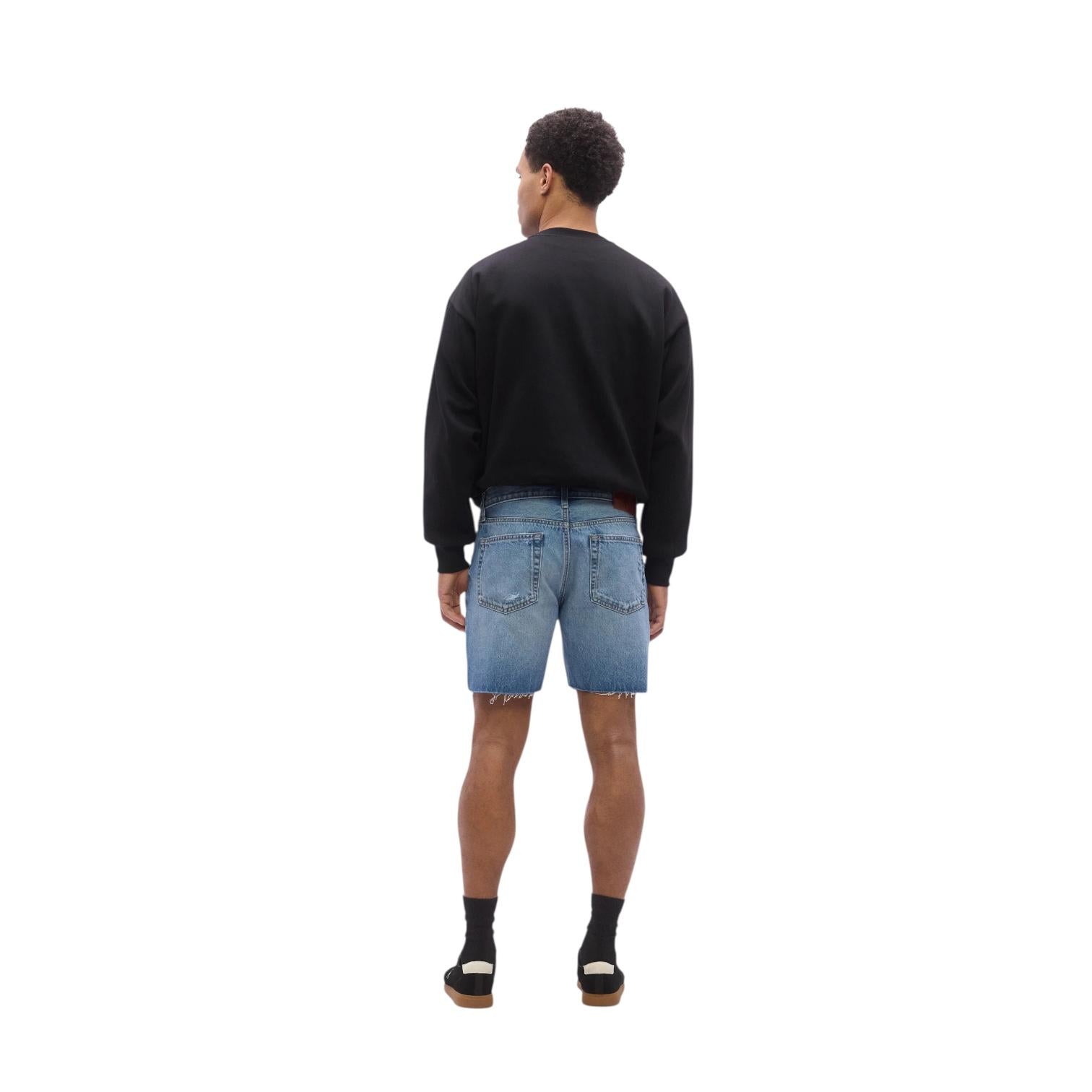 Calvin Klein Bermuda Jeans Uomo LV04RF790GXBI Blu Chiaro Strappati