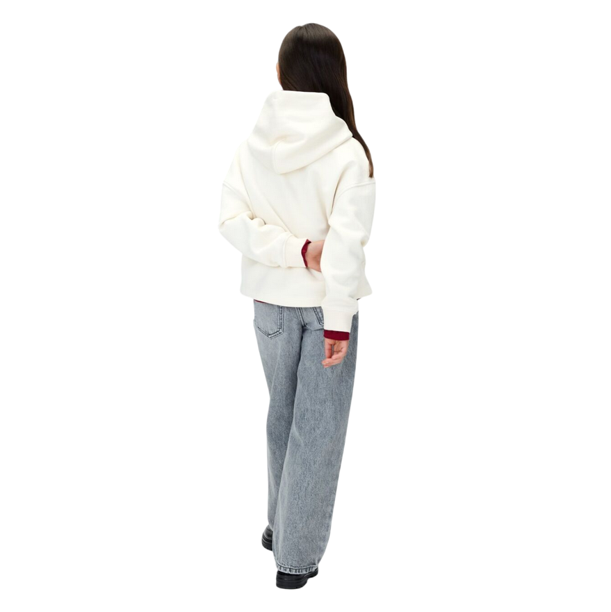 Calvin Klein Felpa con Cappuccio Unisex Junior Festiva Grafica Pile IG0IG03018PGB Panna
