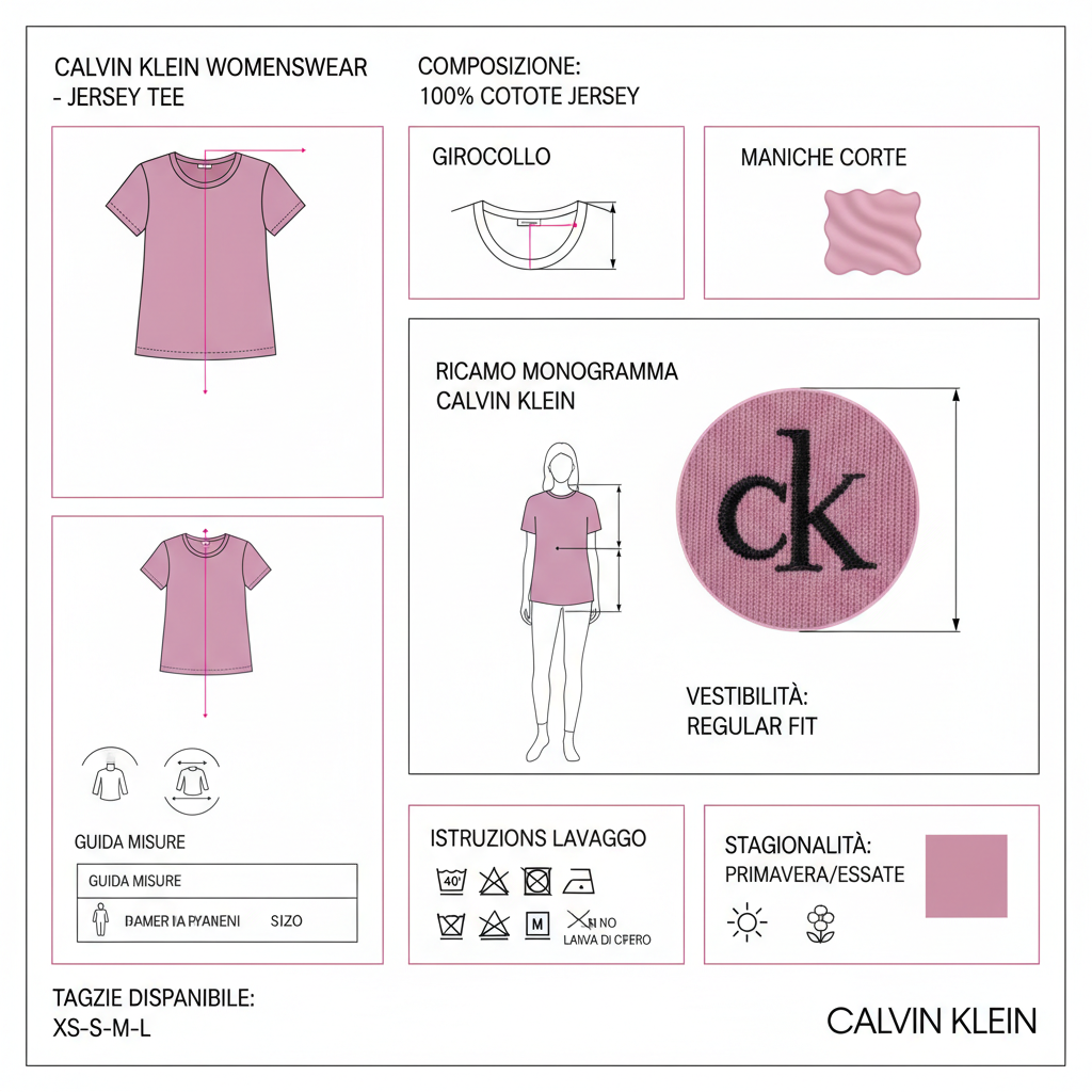 Calvin Klein T-shirt Donna Jersey Monogramma LV047B224G2E5 Berry Glaze