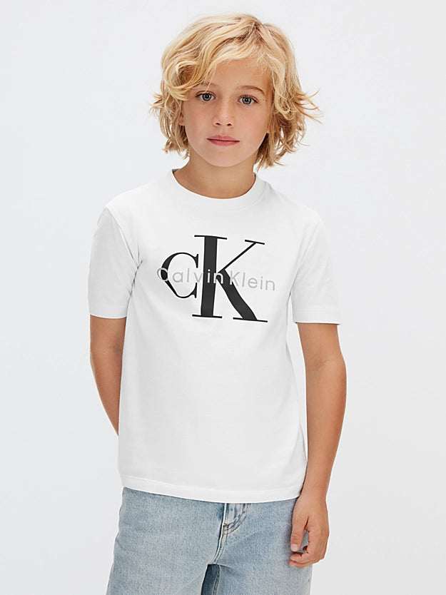 Calvin Klein T-Shirt Logo Bambino LV1CKSJA33 Bianca | 8-16 Anni