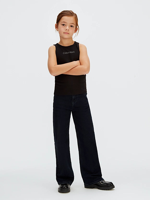 Calvin Klein Top Punto Milano Ragazza Cutout Nera Logo CK - LVCKSJB20G BEH