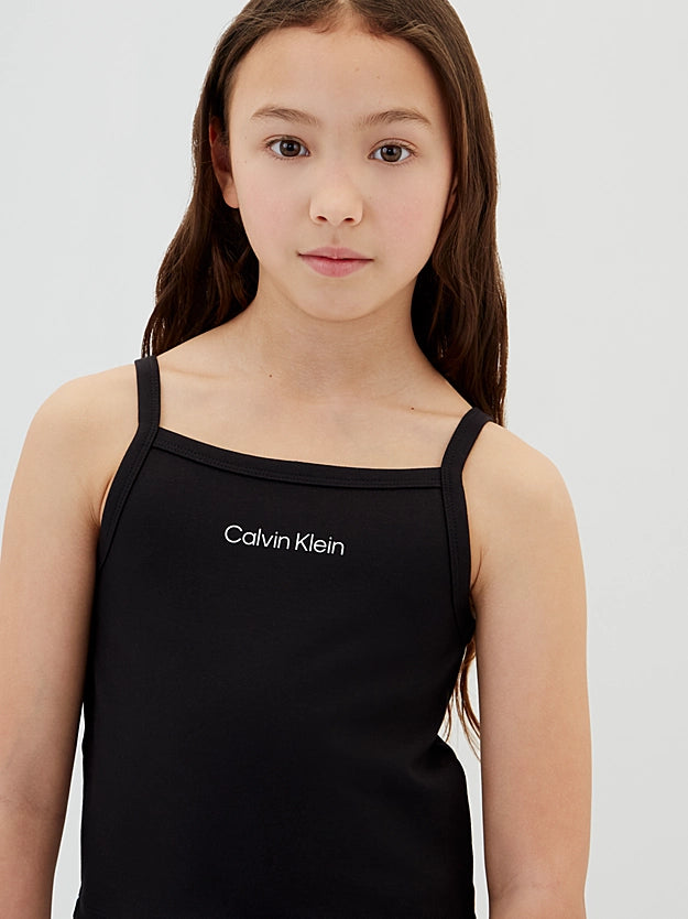 Calvin Klein Top Spalline Punto Milano Ragazza Nero - LVCKSJB12G BEH