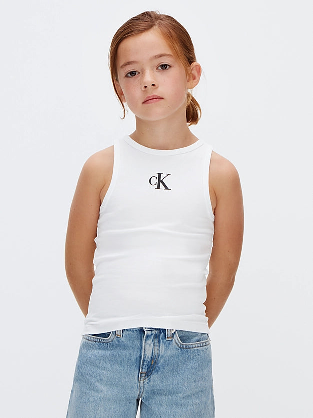 Calvin Klein Canotta Logo Junior LVCKSJB10G Bianca | 8-16 Anni