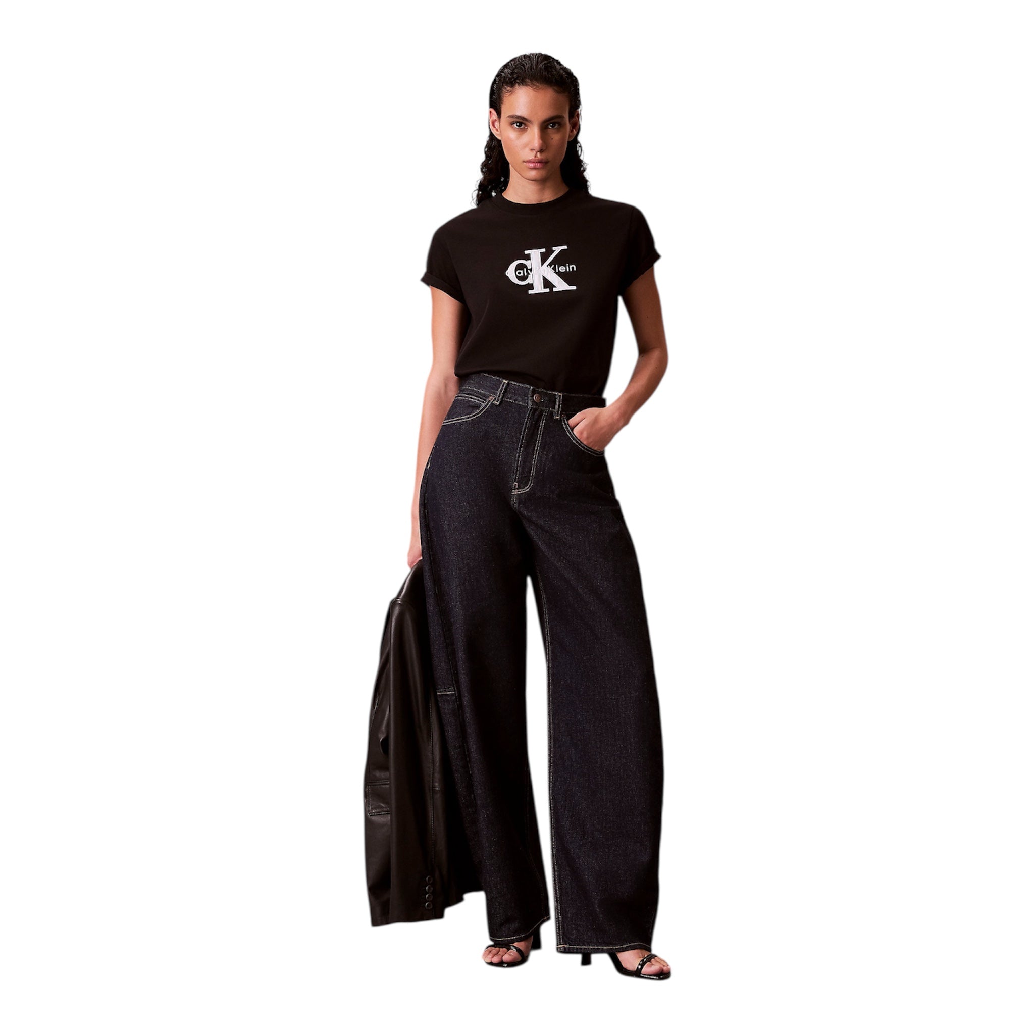 Calvin Klein T-shirt Grafica Monologo Donna LV047E819G Nero