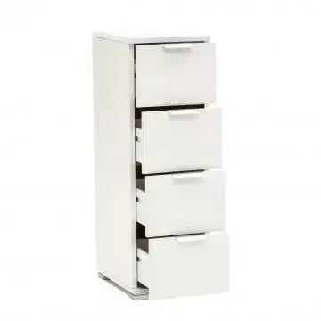 Cassettiera 4 Cassetti Bianca - Dimensioni: cm 27 x 38 x 85 h