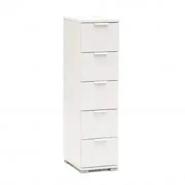 Cassettiera 5 Cassetti Bianca - Dimensioni: cm 27 x 38 x 103 h