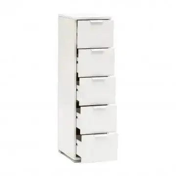 Cassettiera 5 Cassetti Bianca - Dimensioni: cm 27 x 38 x 103 h