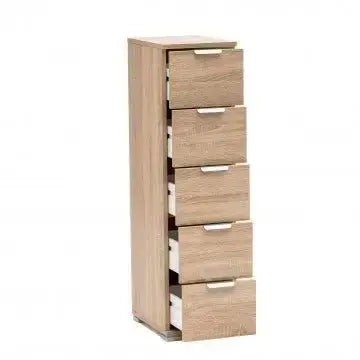 Cassettiera 5 Cassetti Naturale - Dimensioni: cm 45 x 38 x 85 h