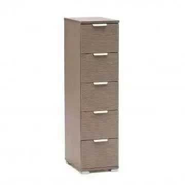 Cassettiera 5 Cassetti Rovere Grigio - Dimensioni: cm 27 x 38 x 103 h