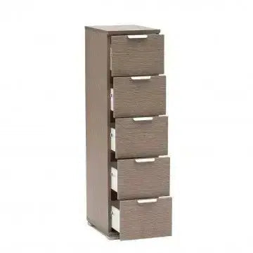 Cassettiera 5 Cassetti Rovere Grigio - Dimensioni: cm 27 x 38 x 103 h