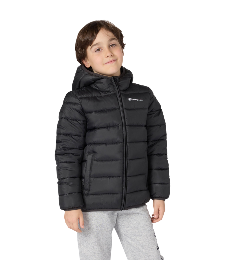 Champion Giacca Imbottita Bambino con Cappuccio Nero - Idrorepellente