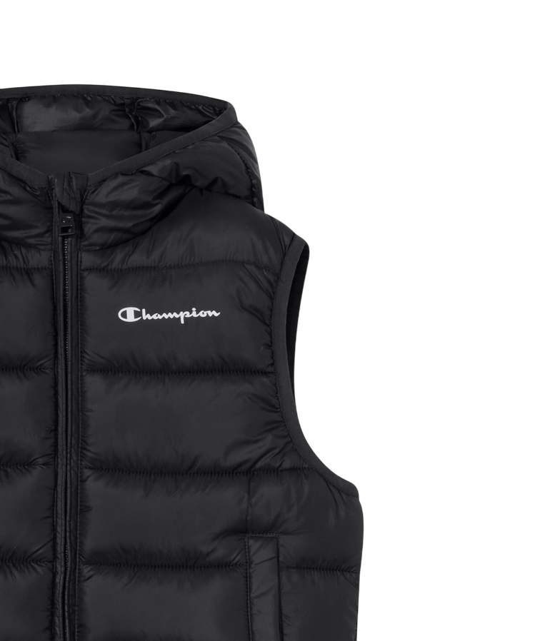Champion Gilet Bambino Cappuccio 307223 KK001 Nero Imbottito Zip Intera