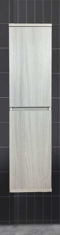 Colonna Bagno Sospesa Cortina con Due Ante in Bianco Frassinato e Rovere 112x30x35h