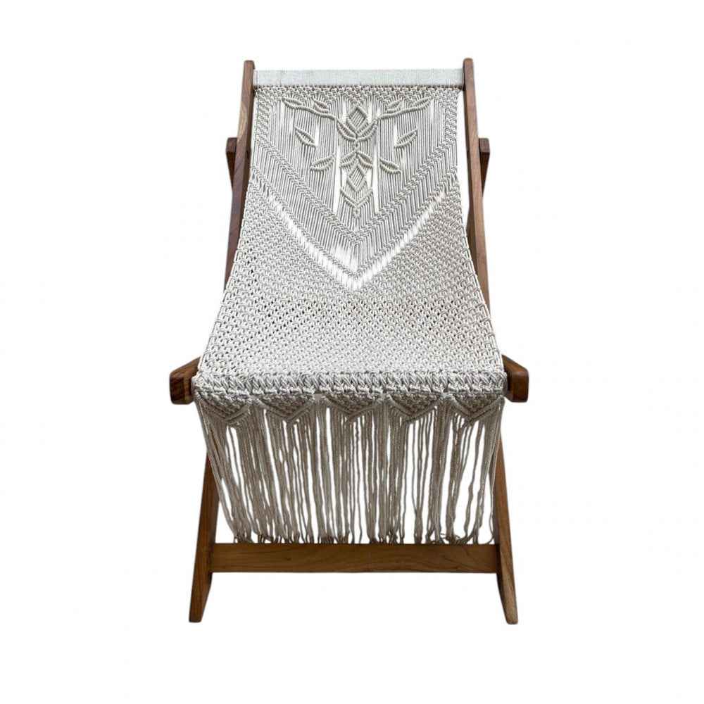 Sedia Tunisi Cotone - Marrone/Bianco, Rettangolare, 144x60x16cm