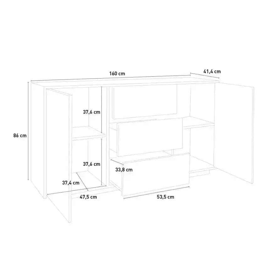 Credenza Bloom Sideboard Bianco Laccato 160 x 41,4 x 86 cm