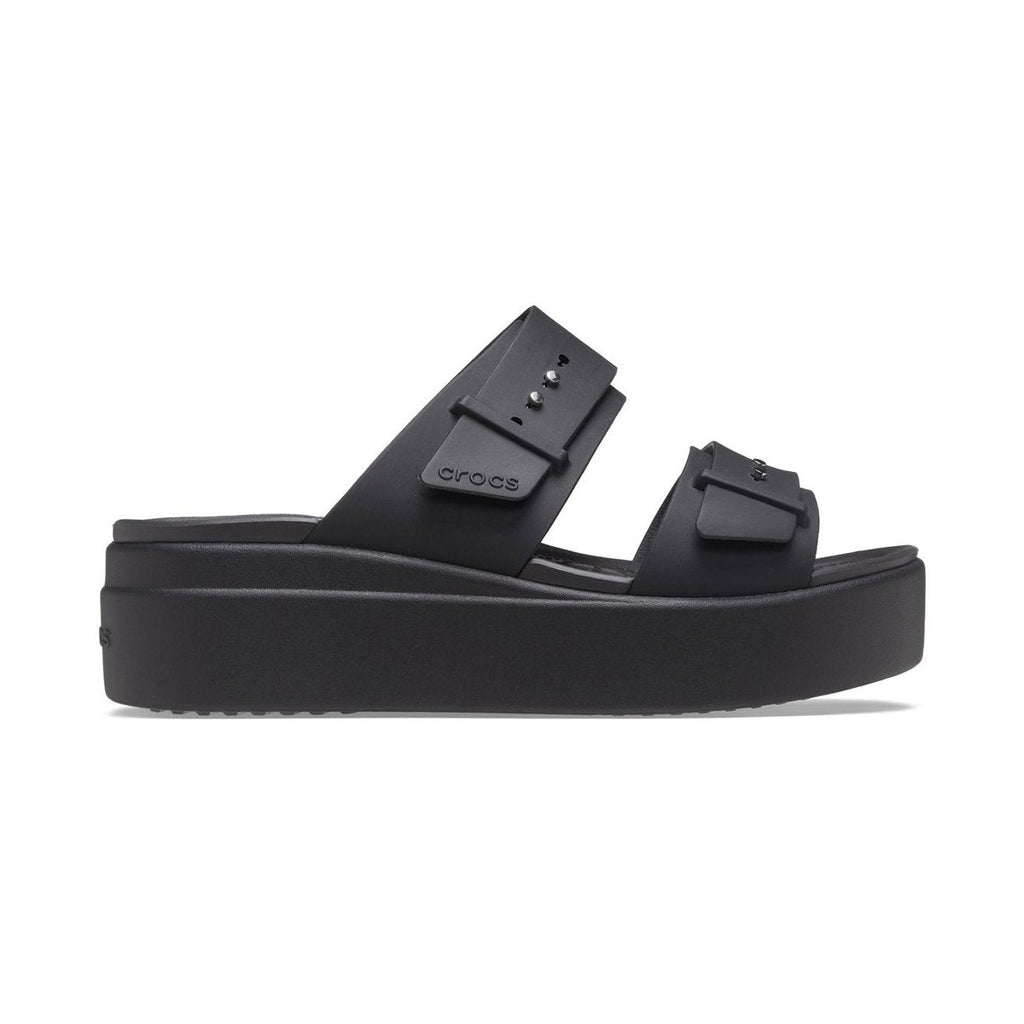 Crocs sandalo da donna con zeppa Brooklyn Buckle Low Wedge 207431-001 nero