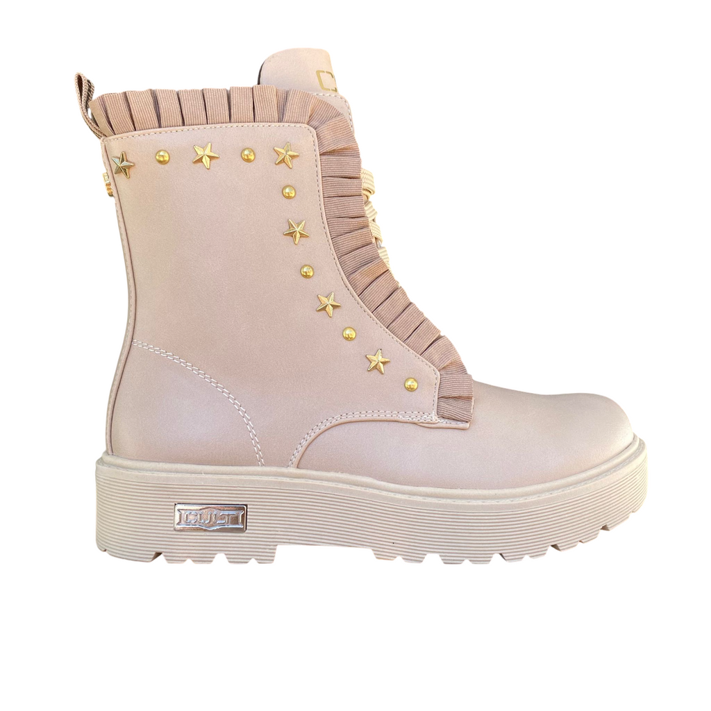 Cult Stivaletto Anfibi Bambina T-388B 3134 Beige 7 Fori Borchie