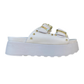 Cult sandalo con due fasce da donna e con borchie oro Janis 3863 bianco spento