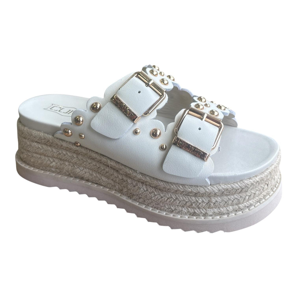 Cult Sandalo Donna con Zeppa Doja Bianco Oro - CLW473501