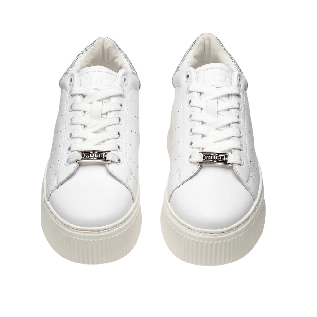Cult scarpa sneakers da donna in pelle con applicazione glitter Perry 3162 CLW316220 bianco