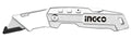 Cutter alluminio pieghevole 19x61mm con 5 lame ingco