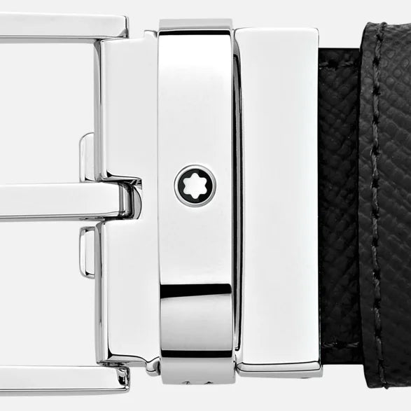Montblanc cintura reversibile in pelle nera/marrone 35 mm 118436