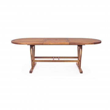 Tavolo ovale allungabile legno acacia massiccio 150/200x90 cm