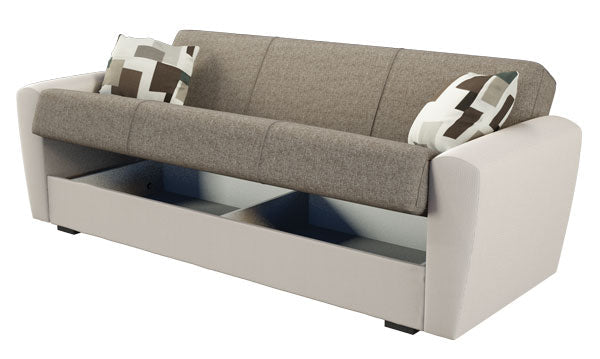 Divano Letto Miami 2 Posti (162x66x80 cm) in Ecopelle e Tessuto