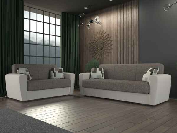 Divano Letto Miami 2 Posti (162x66x80 cm) in Ecopelle e Tessuto