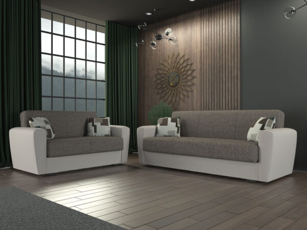 Divano Letto Miami 2 Posti (162x66x80 cm) in Ecopelle e Tessuto