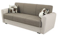 Divano Letto Miami 3 Posti in Tessuto/Ecopelle- Beige e Grigio