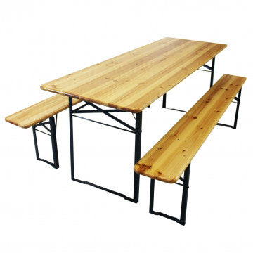 Set birreria in legno abete 28 mm, 200x70 cm, doppia verniciatura