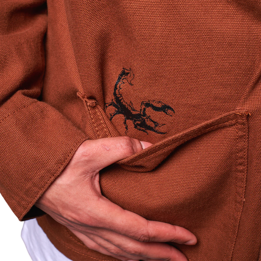 Dolly Noire giacca sfoderata in canvas da uomo Desert Skull Site JK619-JQ-03 beige scuro