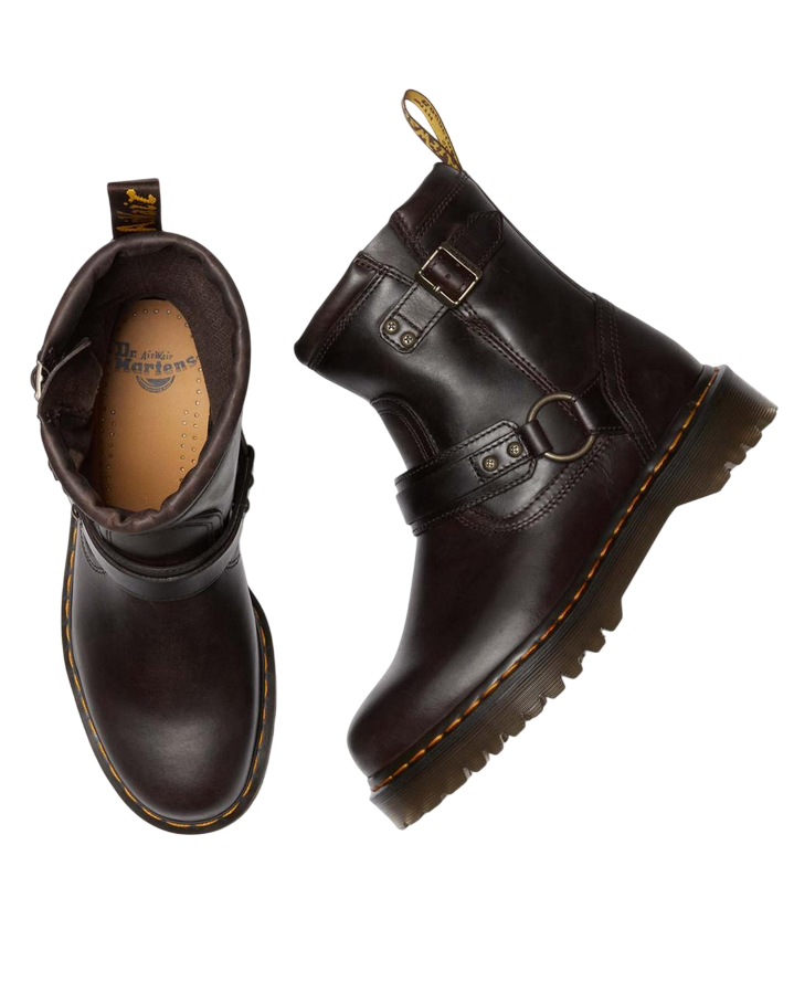Dr. Martens Anistone Harness 41870200 Marrone | Stivaletti donna biker pelle Crazy Horse