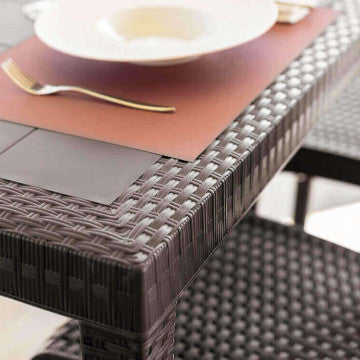 Tavolo Rettangolare Houston con Struttura in Plastica Stile Wicker, 150x90