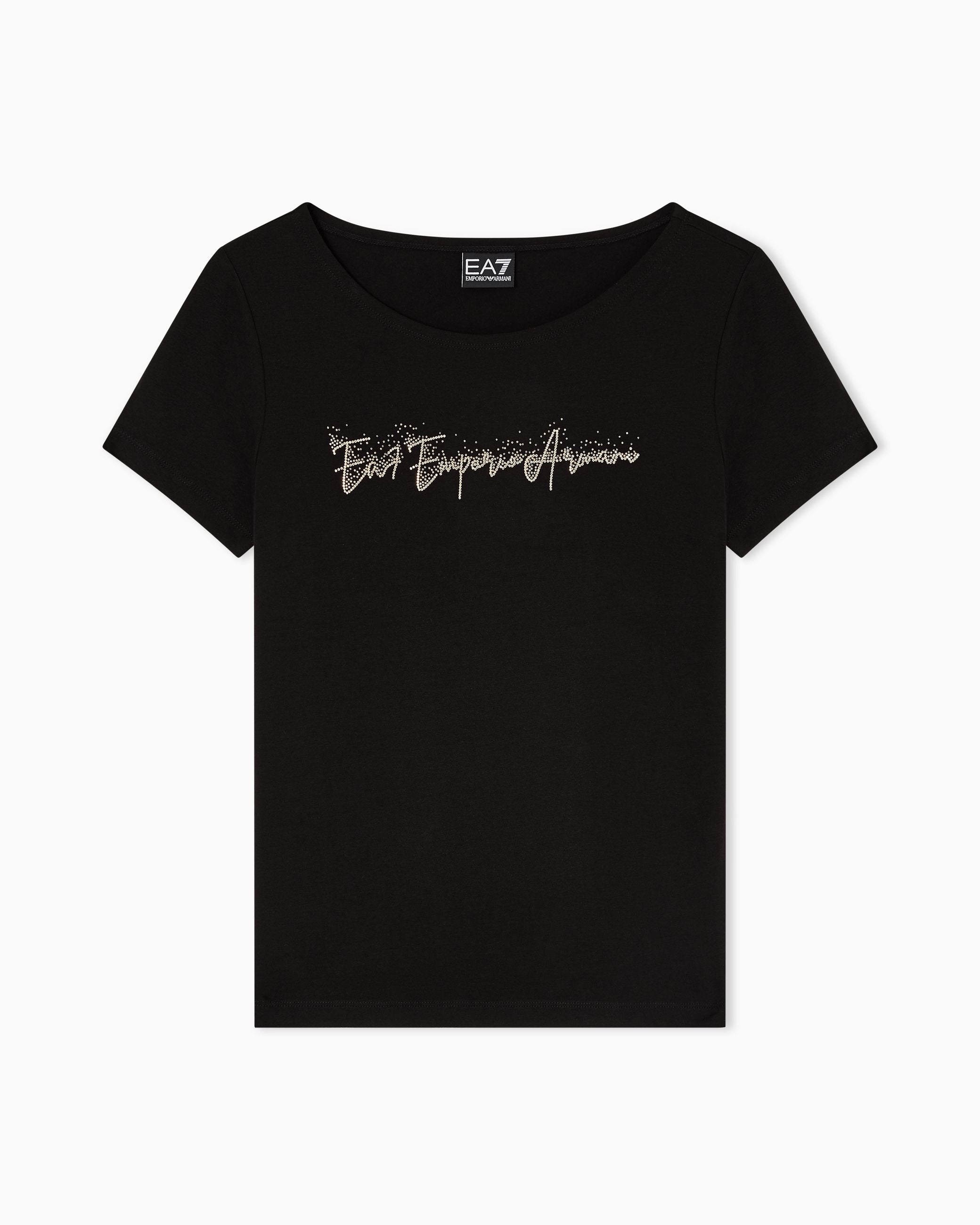 EA7 Emporio Armani T-Shirt Donna Logo Series Micro Borchie Nera - 7W000978 AF10373 UC001