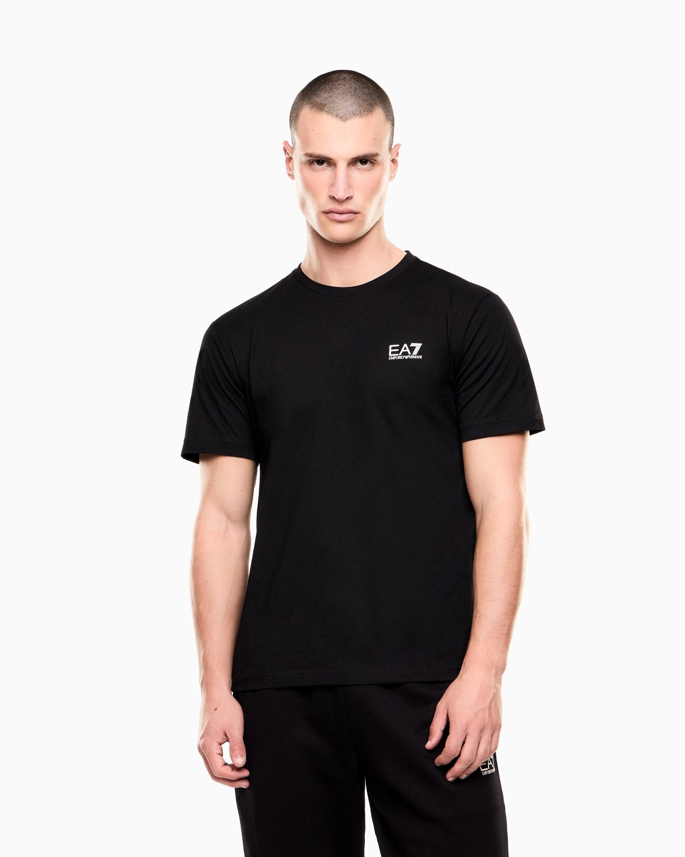 EA7 Emporio Armani T-shirt Uomo Nera Core Identity Cotone Pima 8NPT25 PJVPZ 1200