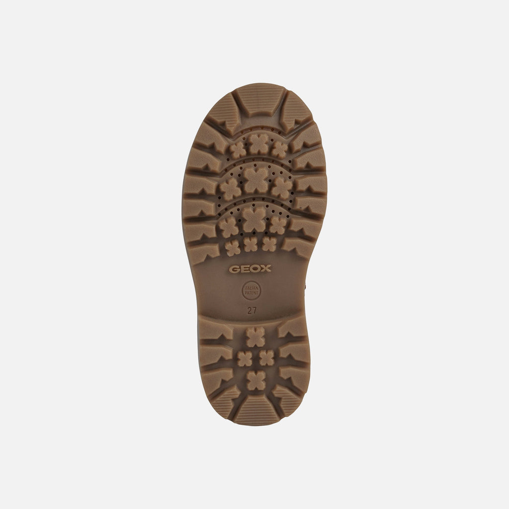 Geox stivaletto boscaiolo da bambino Shaylax in pelle nabuk J16FAB 032BC C0930 r giallo-marrone