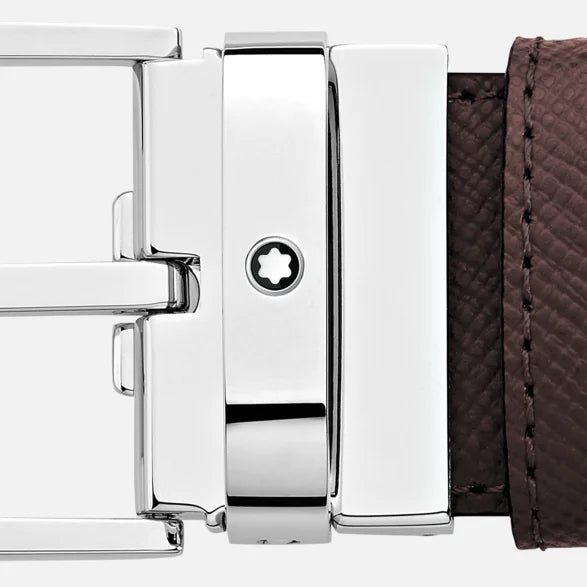 Montblanc cintura reversibile in pelle nera/marrone 35 mm 118436