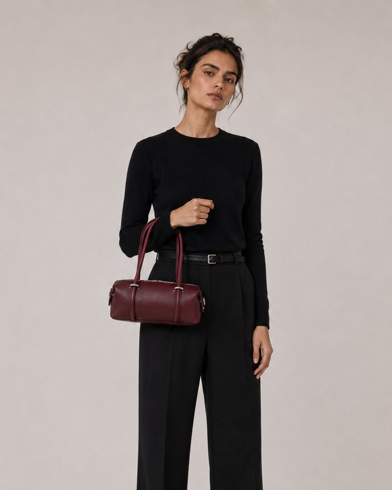 Small East-West Boston Bag in Pebbled Leather