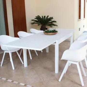 Tavolo Hawaii allungabile in alluminio bianco - 135/270 x 90