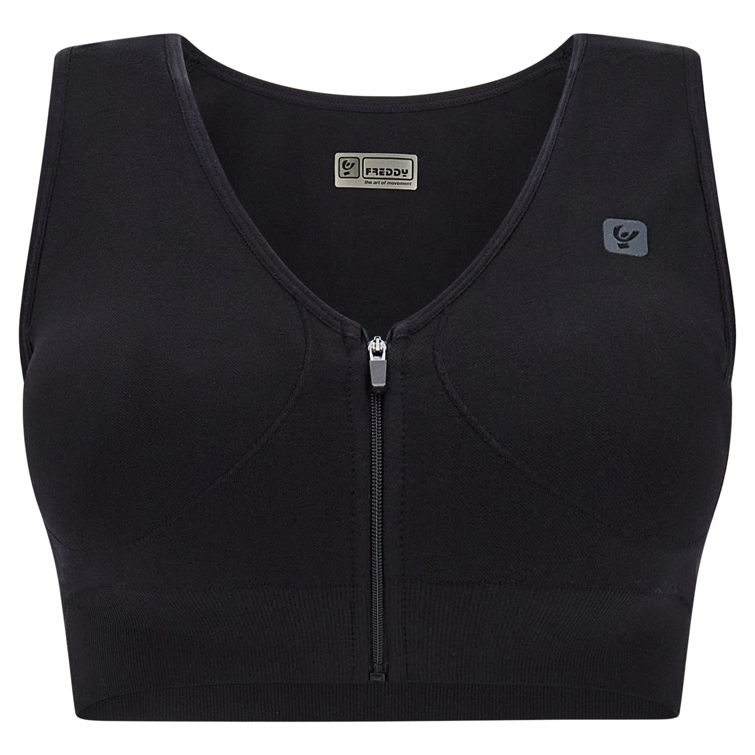 Freddy Top reggiseno sportivo in seamless zip e coppe removibili F2WSFB6N N nero