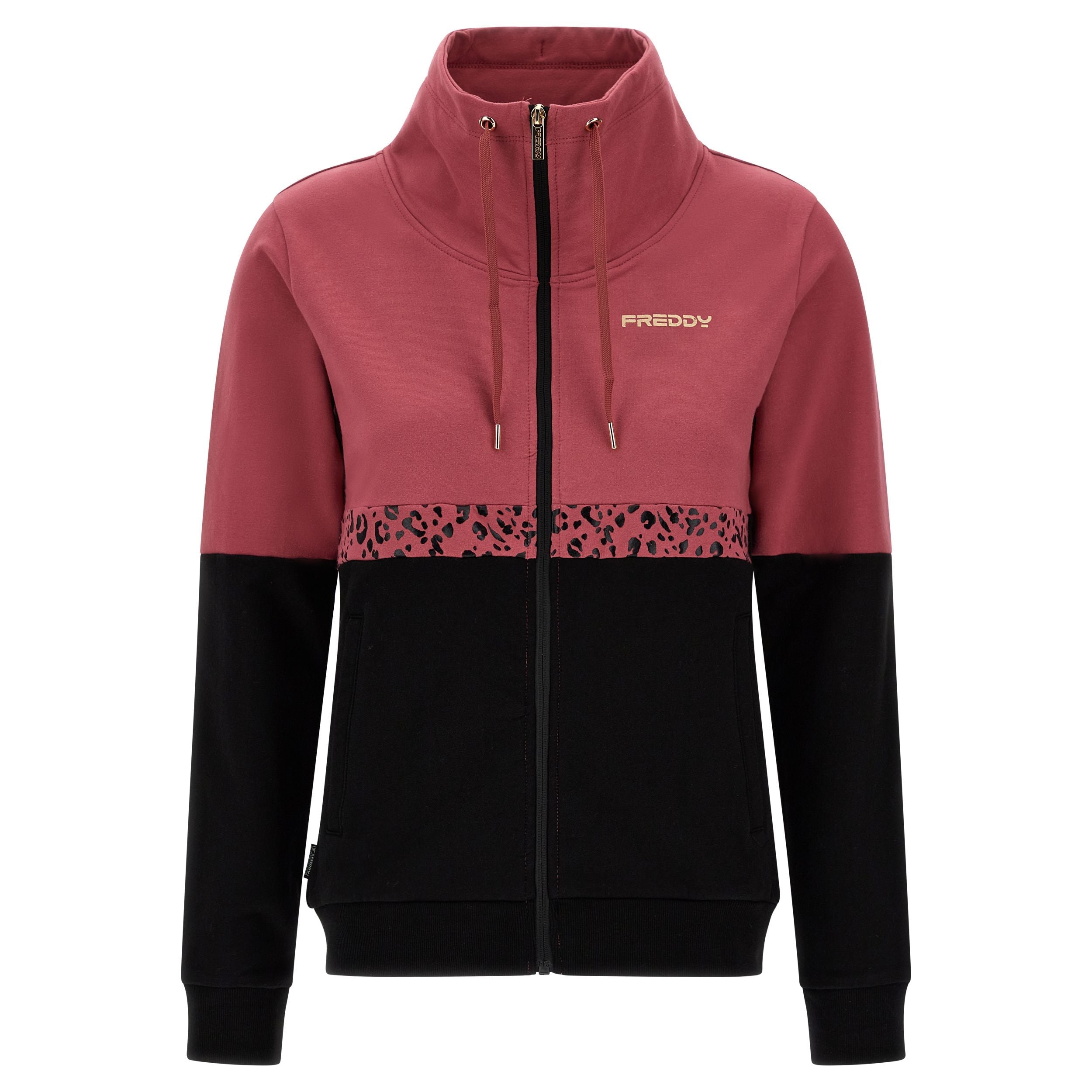 Freddy tuta sportiva da donna con zip e collo ad anello e inserto a fantasia F3WTRK3 F93N malaga-nero