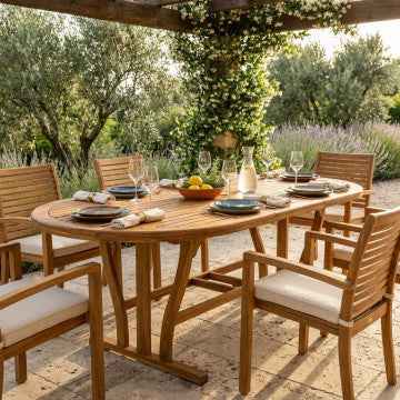 Tavolo ovale allungabile in legno Acacia massiccio 180/240x100 cm