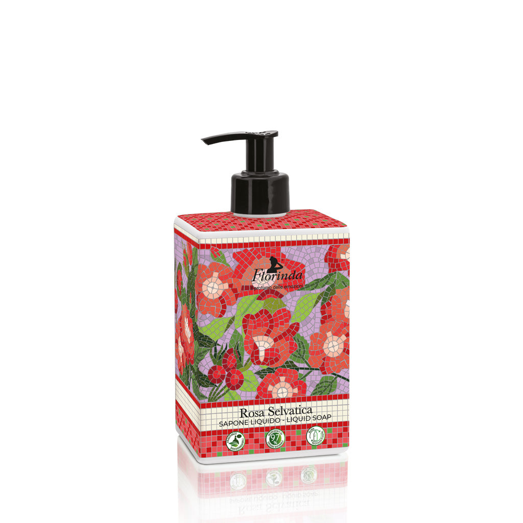 Florinda Mosaici Italiani Sapone Liquido Rosa Selvatica Per Mani E Corpo 500 ml