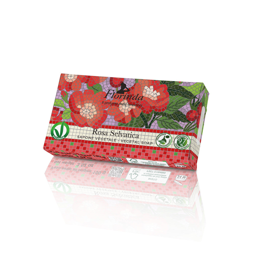 Florinda Mosaici Italiani Saponetta Vegetale Mani e Corpo Alla Rosa Selvatica 100 gr